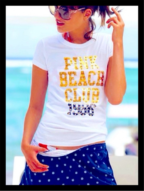 PINK Victoria's Secret Tops - 💕ℙ𝕀ℕ𝕂 𝕍𝕊 “PiNK BEACH CLUB 1986” HTF/VINTAGE/RARE Tee✨LIKE NEW✨💕